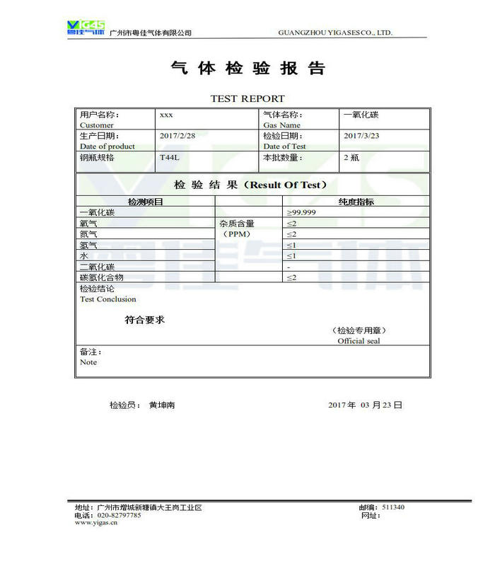 一氧化碳检查报告